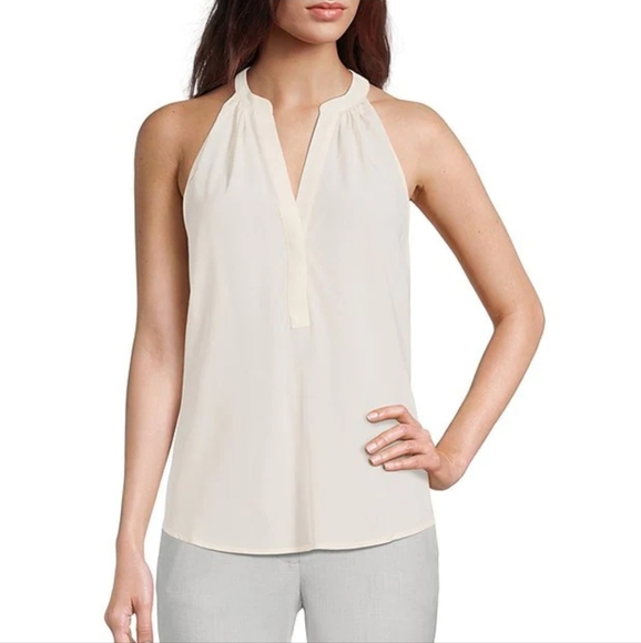 Antonio Melani Olivia Button Front Split V-Neck Sleeveless Top - Picture 1 of 4